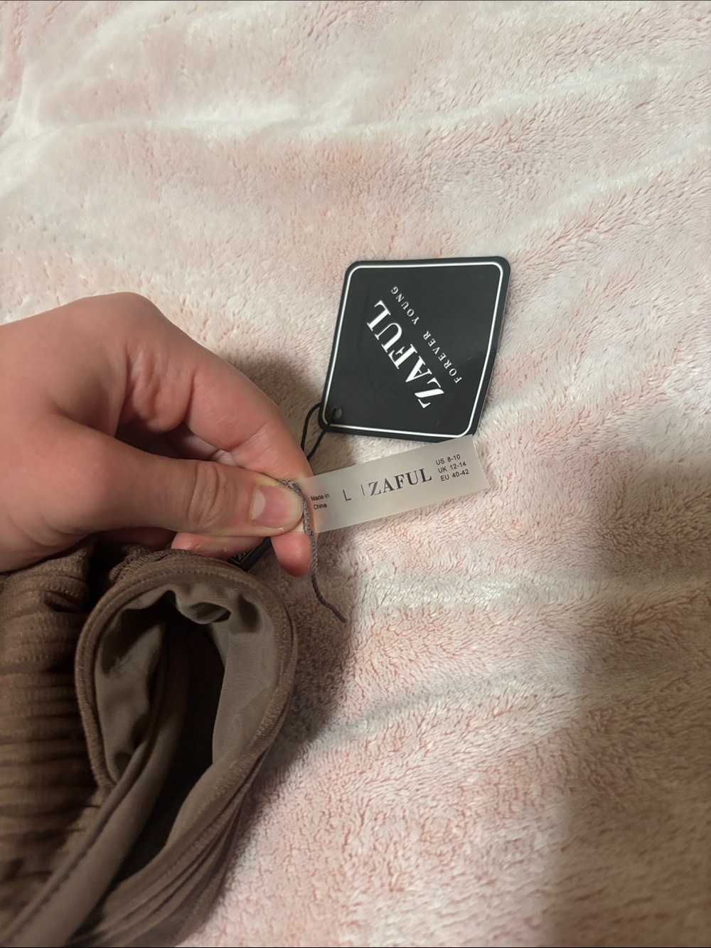 Zaful Brown Textured Tie-Side Bikini - Picture 2 of 6